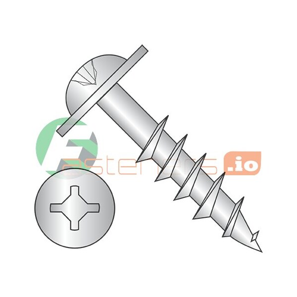 Newport Fasteners Wood Screw, #8, 3 in, Zinc Plated Steel Flange Round Head Phillips Drive, 1000 PK 992964 - main